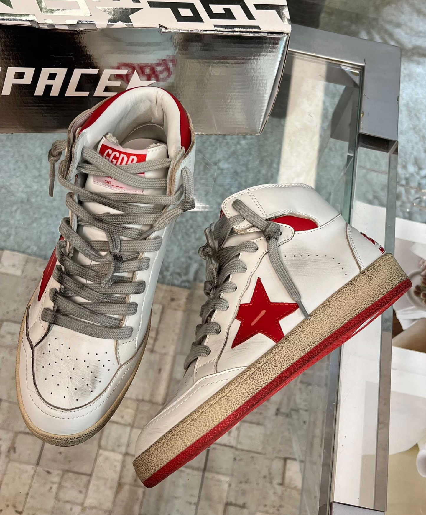 Golden Goose Sky-Star High-Top White & Red