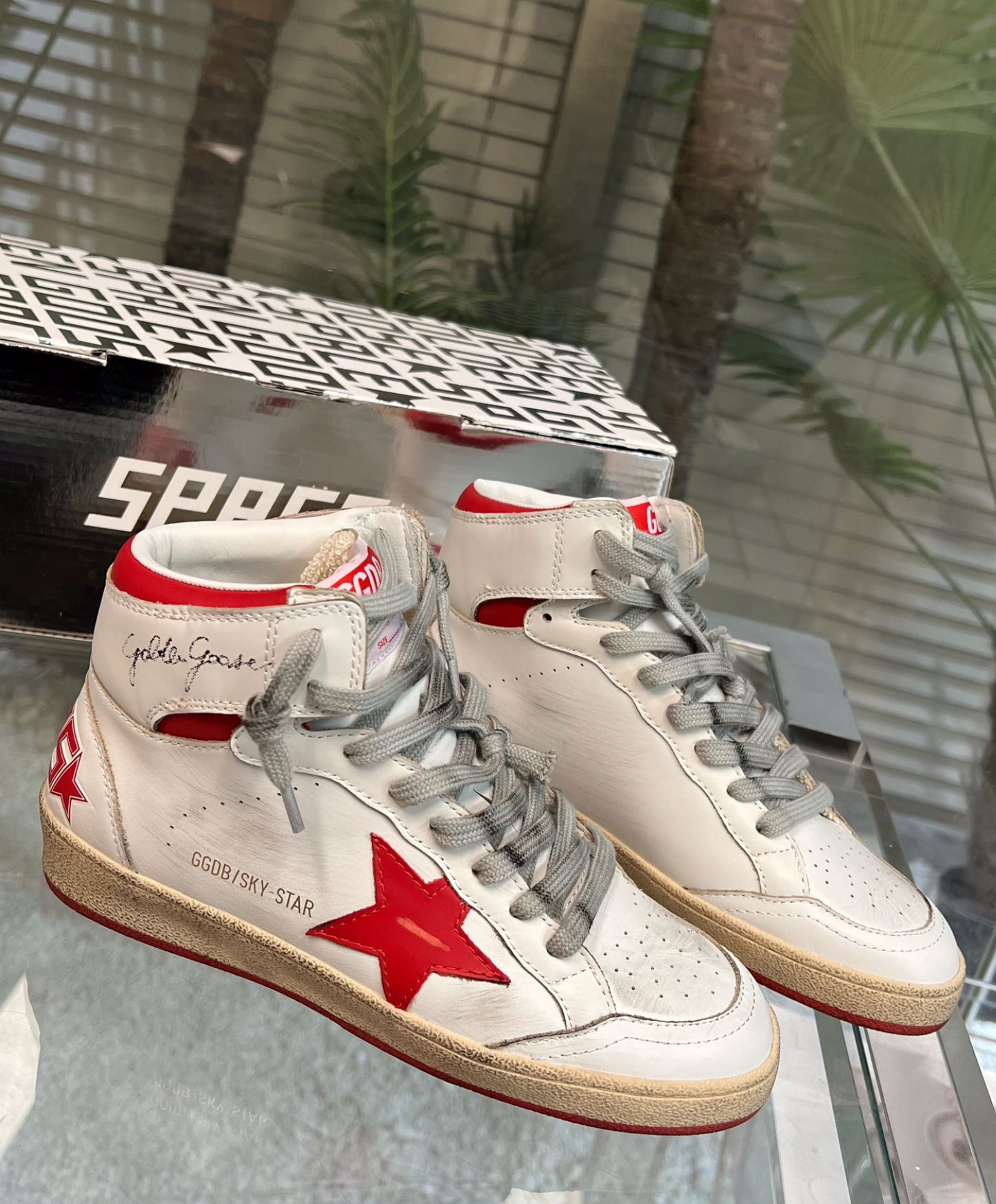 Golden Goose Sky-Star High-Top White & Red