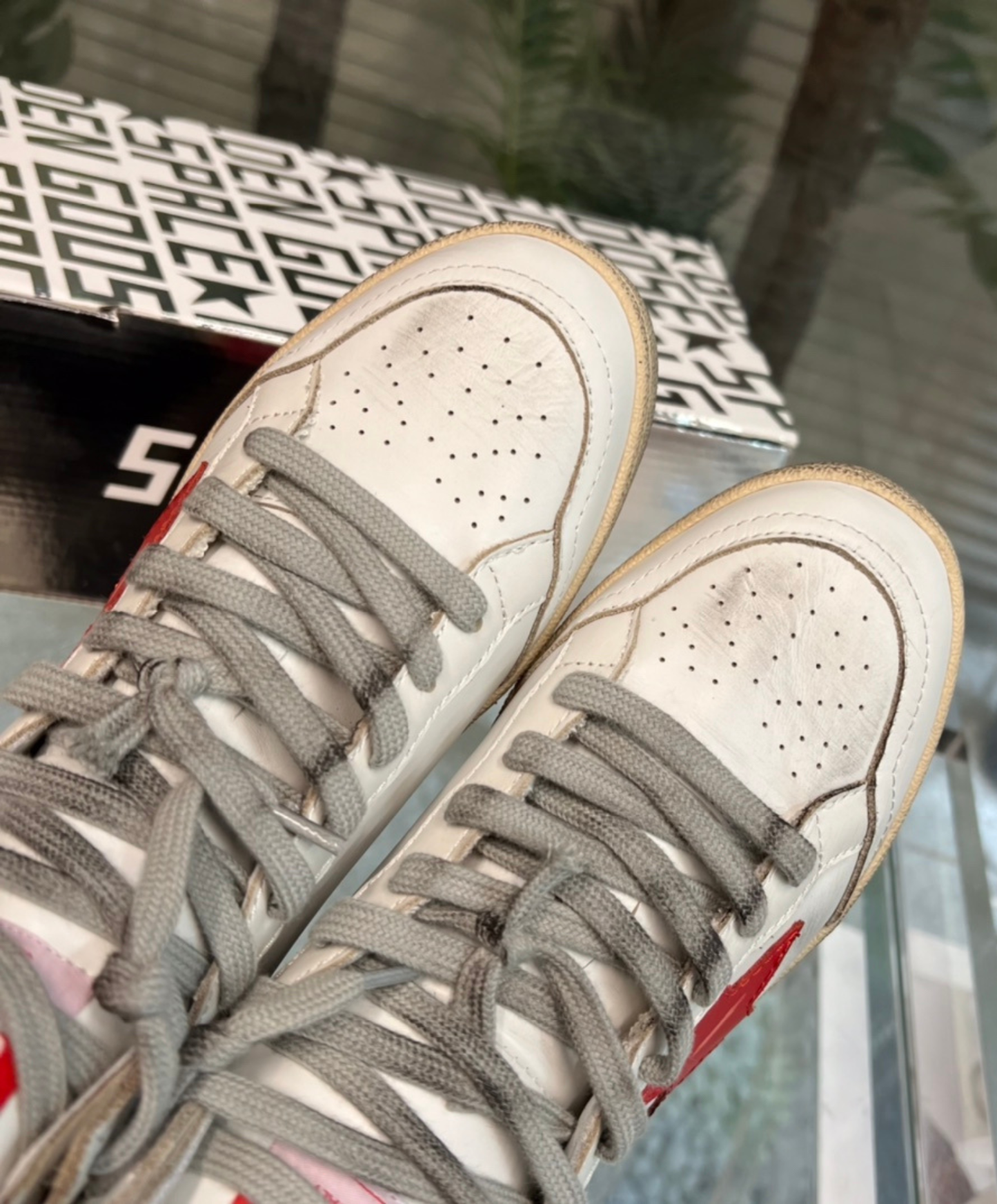 Golden Goose Sky-Star High-Top White & Red