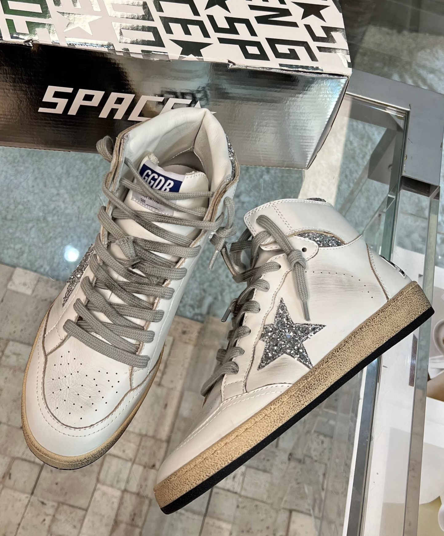 Golden Goose Sky-Star High-Top Silver Glitter