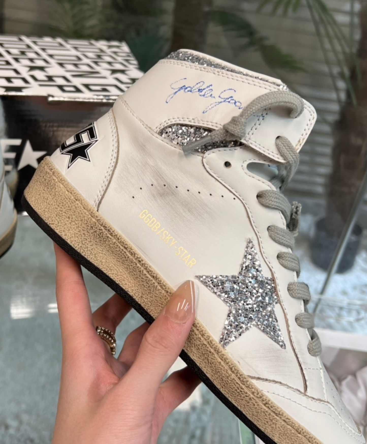Golden Goose Sky-Star High-Top Silver Glitter