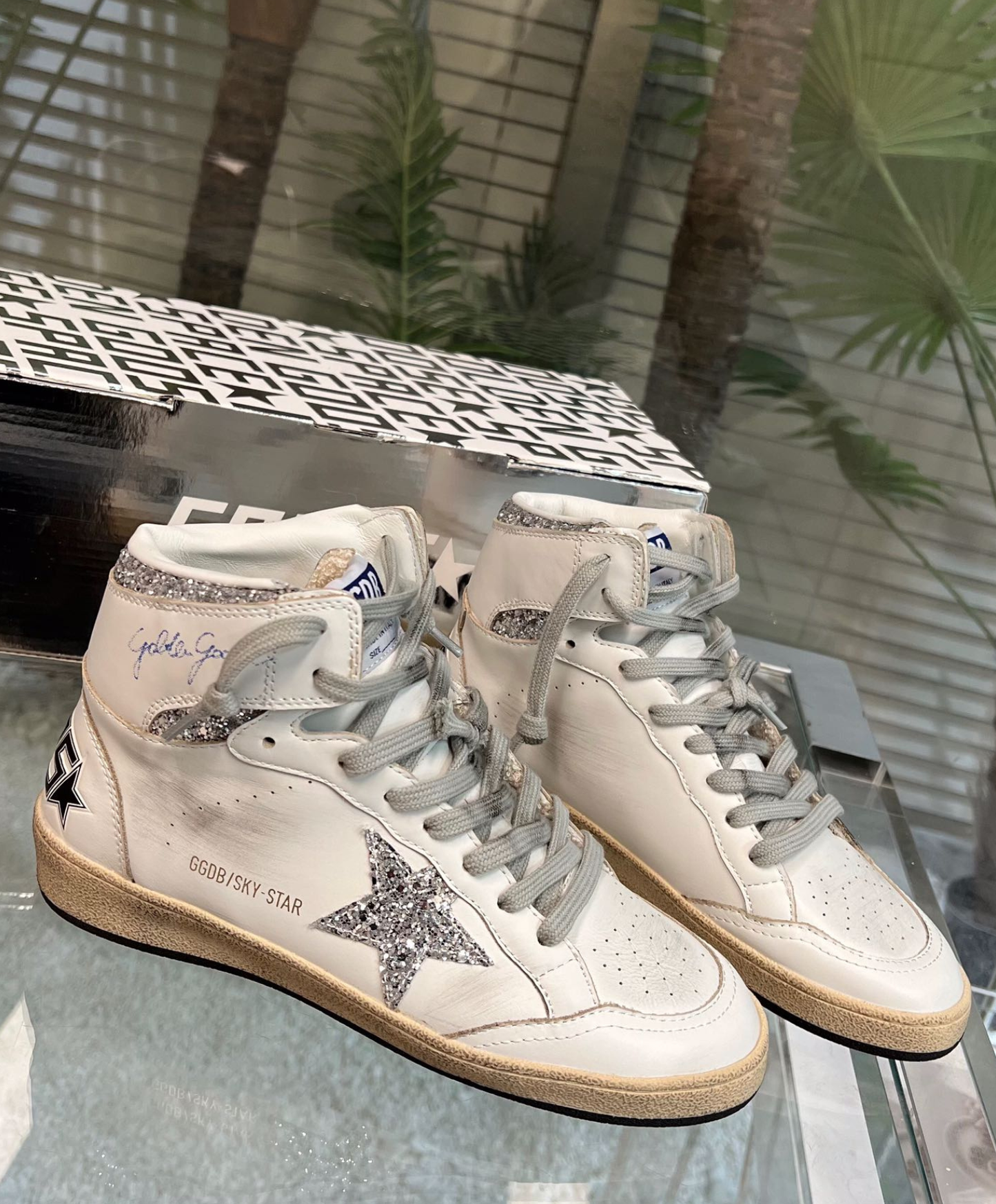 Golden Goose Sky-Star High-Top Silver Glitter