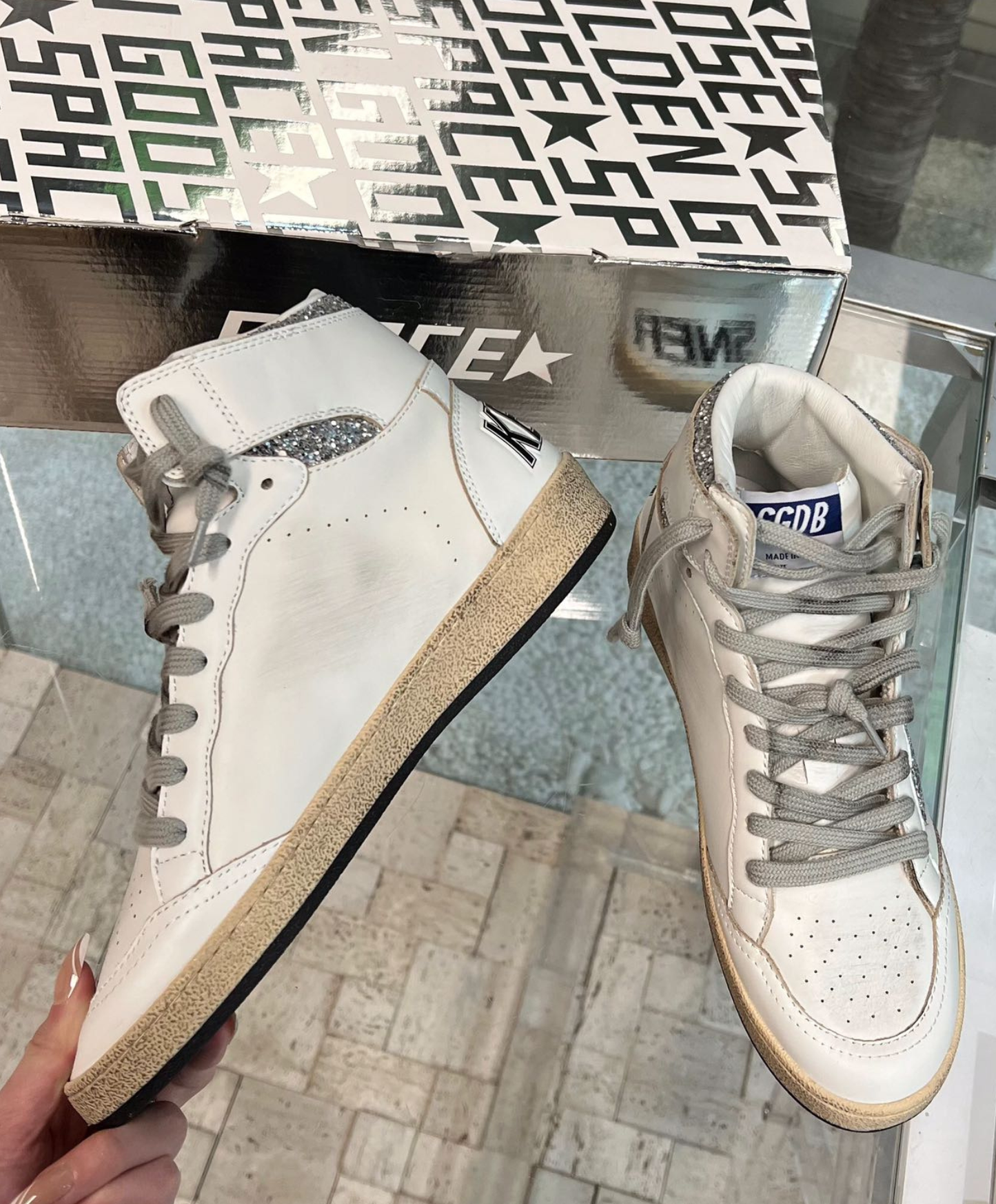 Golden Goose Sky-Star High-Top Silver Glitter