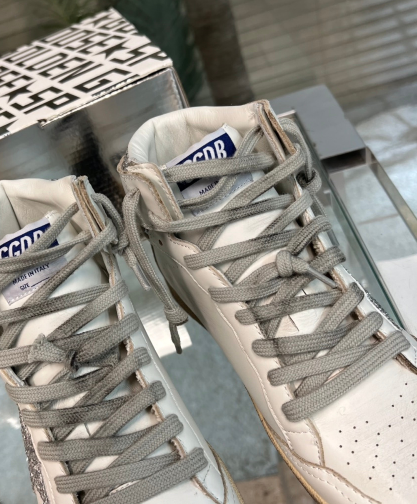 Golden Goose Sky-Star High-Top Silver Glitter