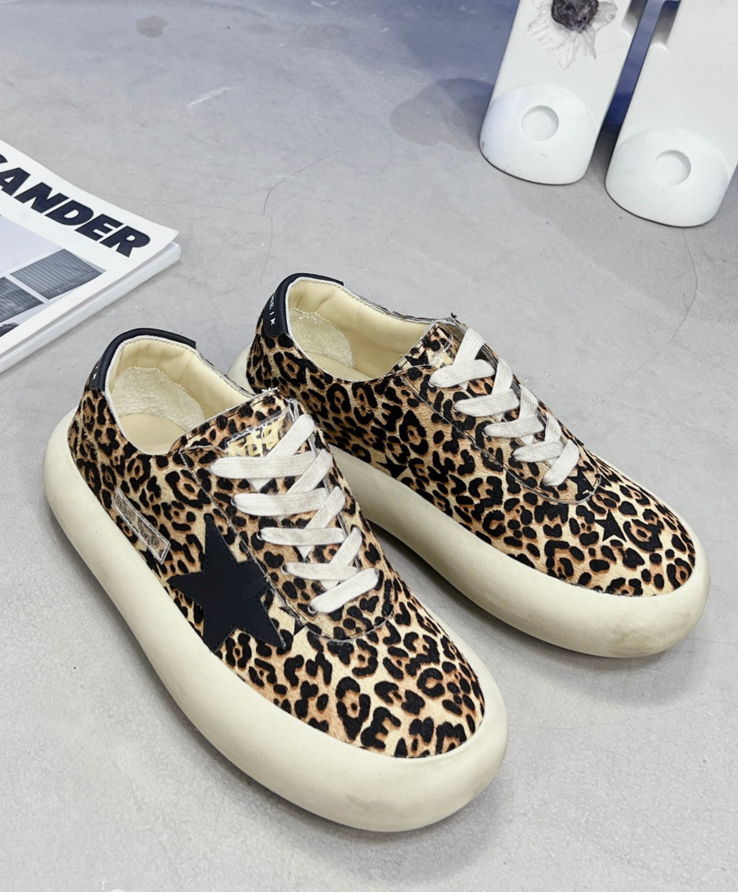 Golden Goose Space Star Leopard Noir