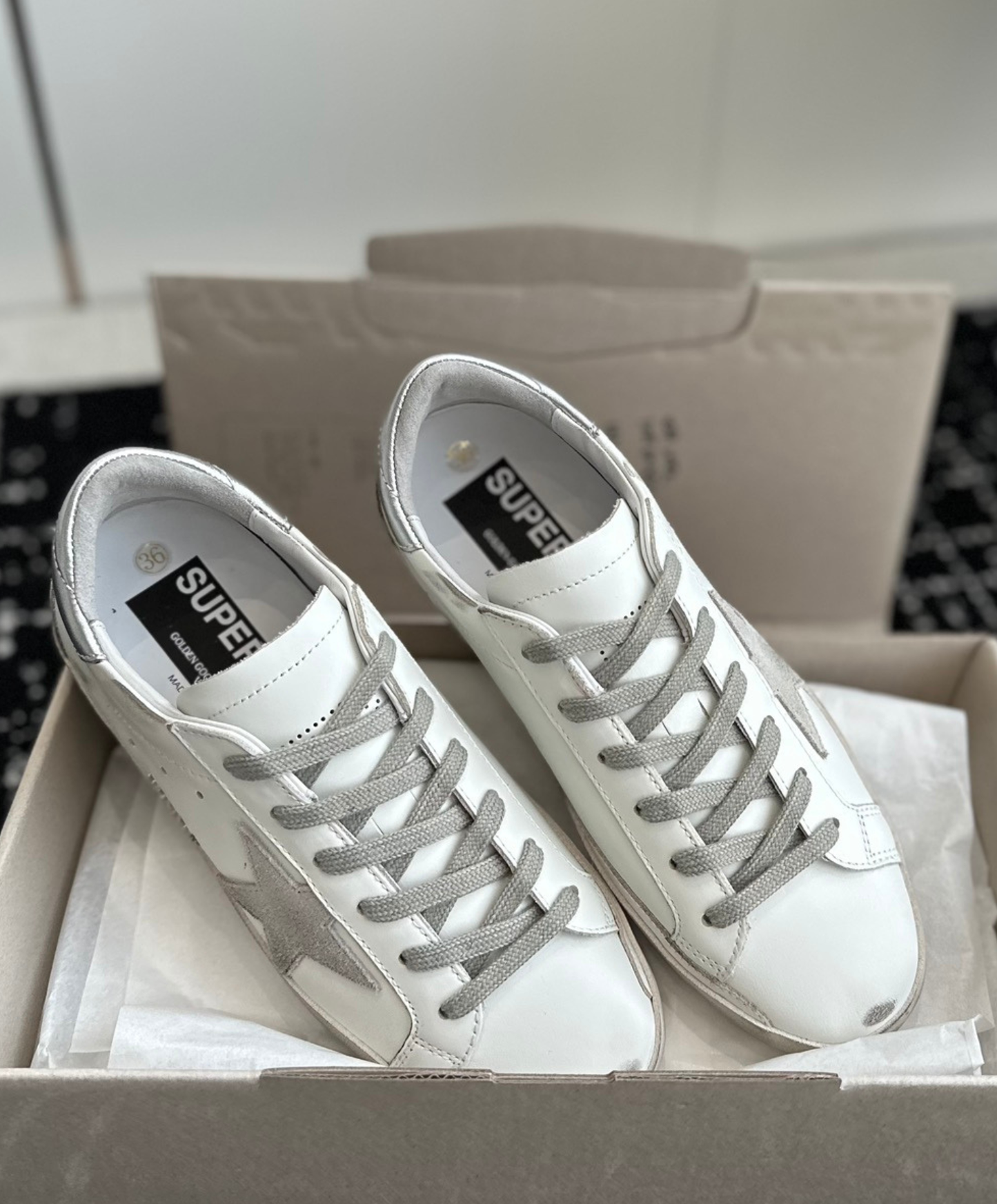Golden Goose Super-Star Silver Metallic Heel