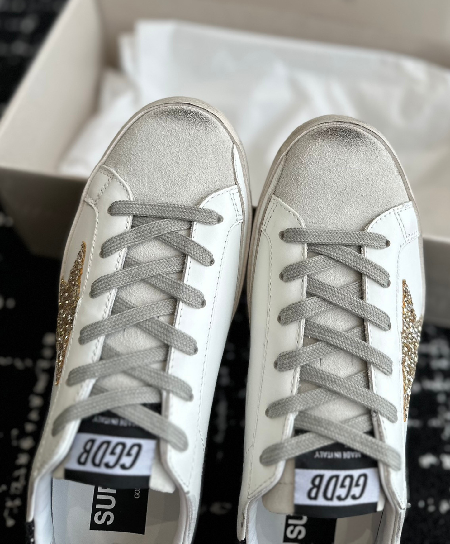 Golden Goose Super-Star Gold & Black Glitter