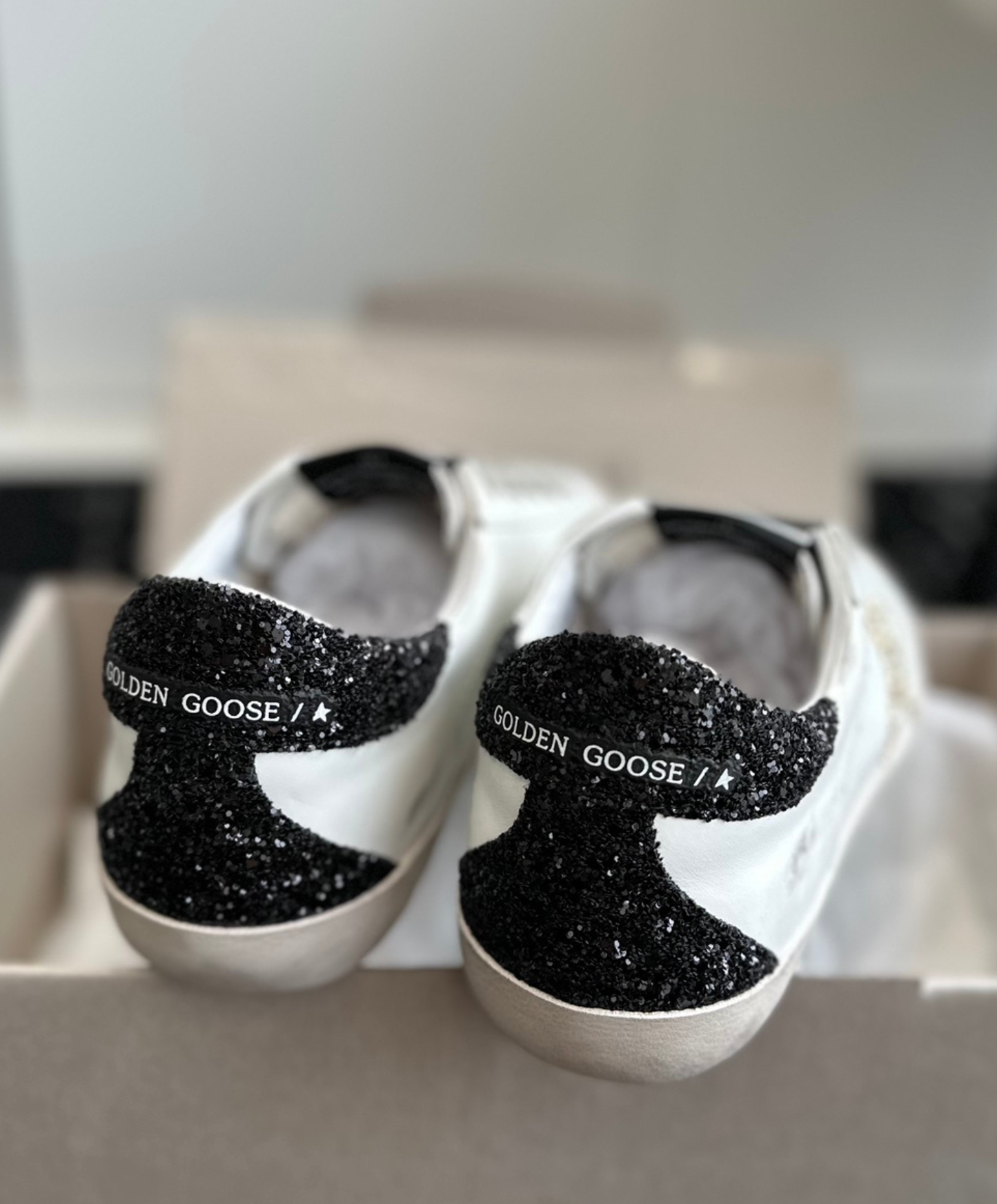 Golden Goose Super-Star Gold & Black Glitter
