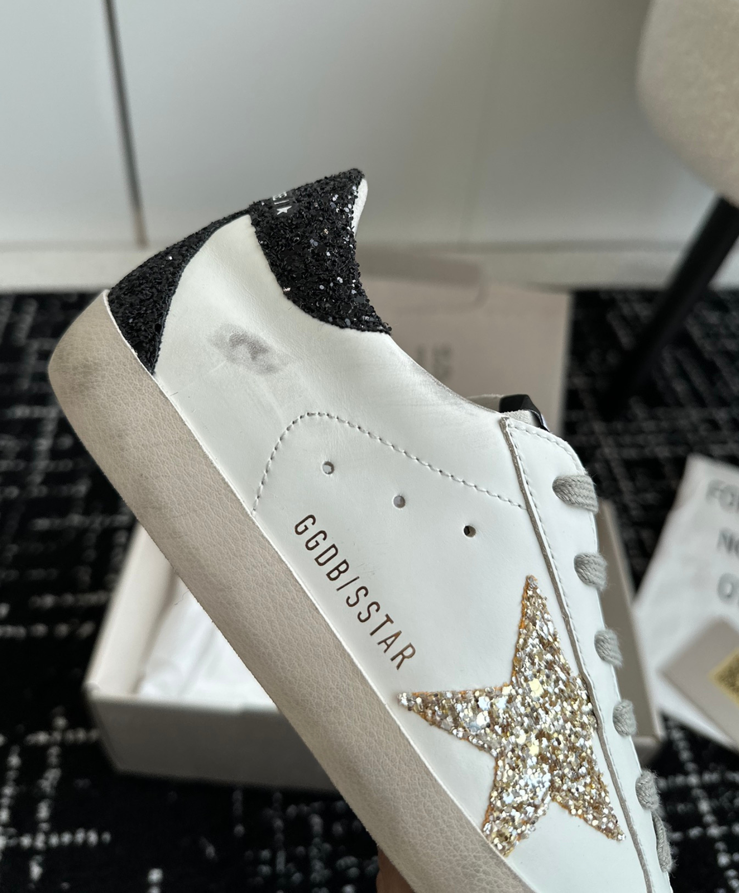 Golden Goose Super-Star Gold & Black Glitter