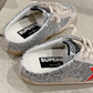 Golden Goose Super-Star Mule Silver Glitter & Red