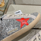 Golden Goose Super-Star Mule Silver Glitter & Red