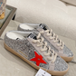 Golden Goose Super-Star Mule Silver Glitter & Red
