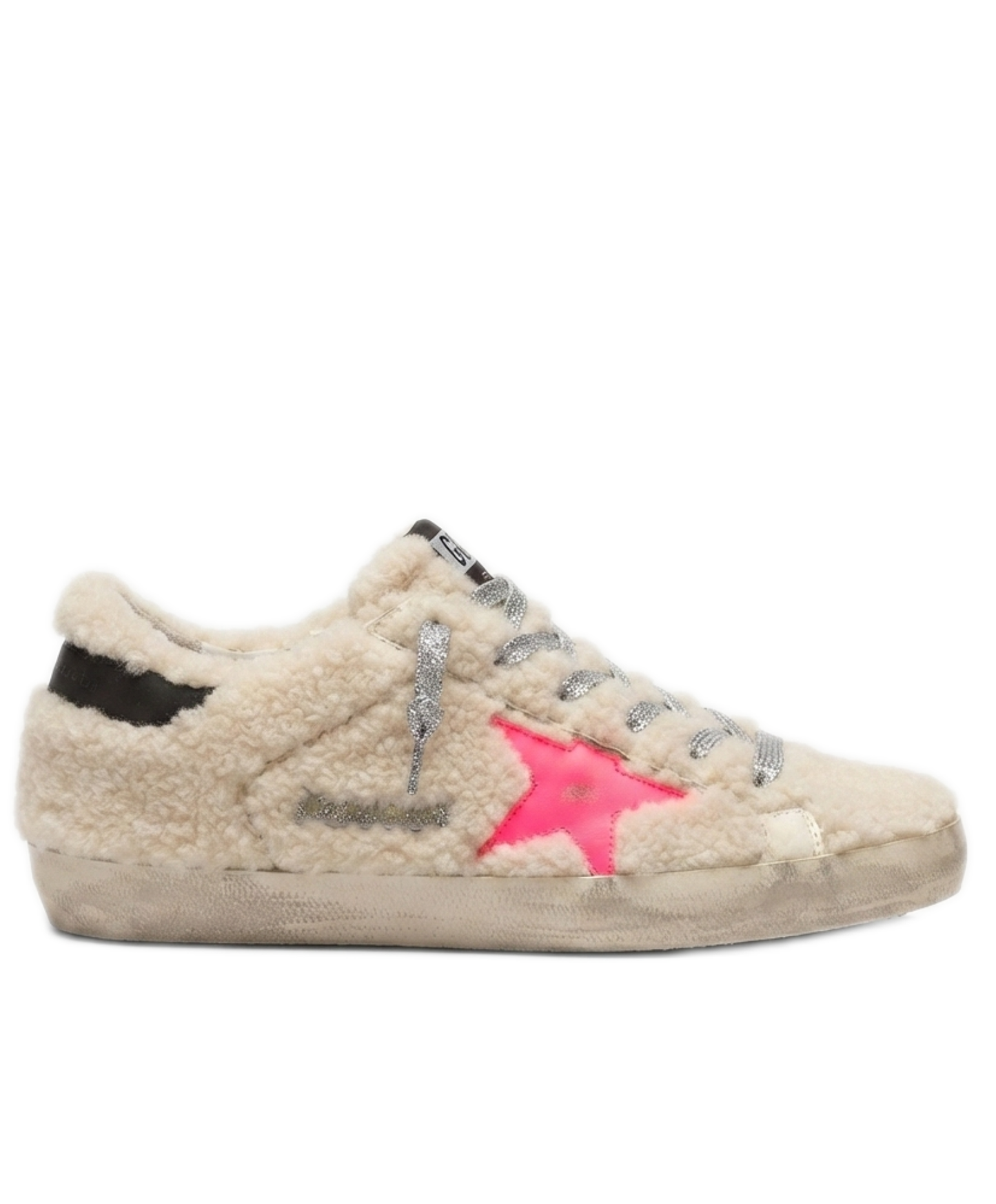 Golden Goose Super-Star Plush Shearling & Neon Accent