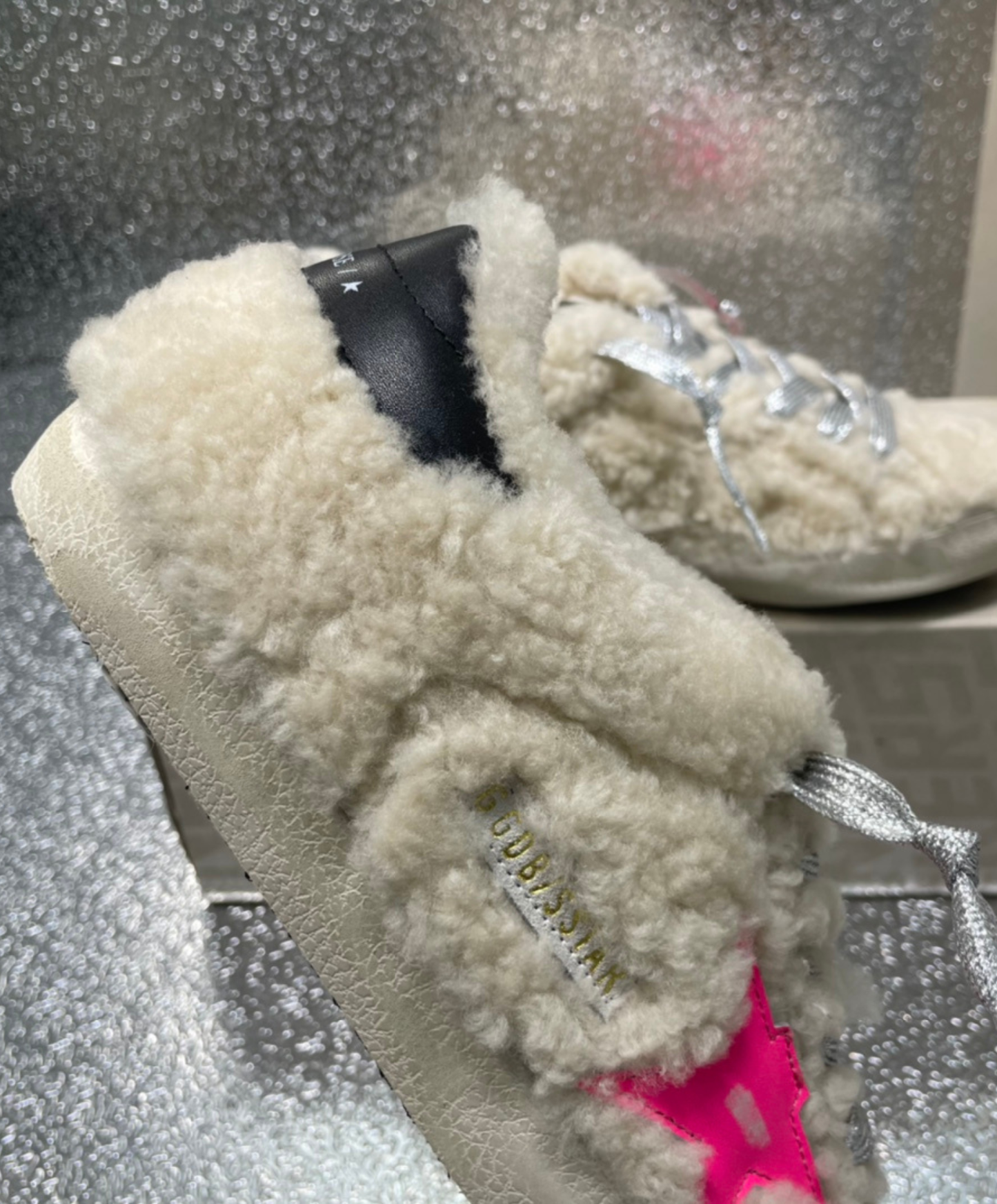 Golden Goose Super-Star Plush Shearling & Neon Accent