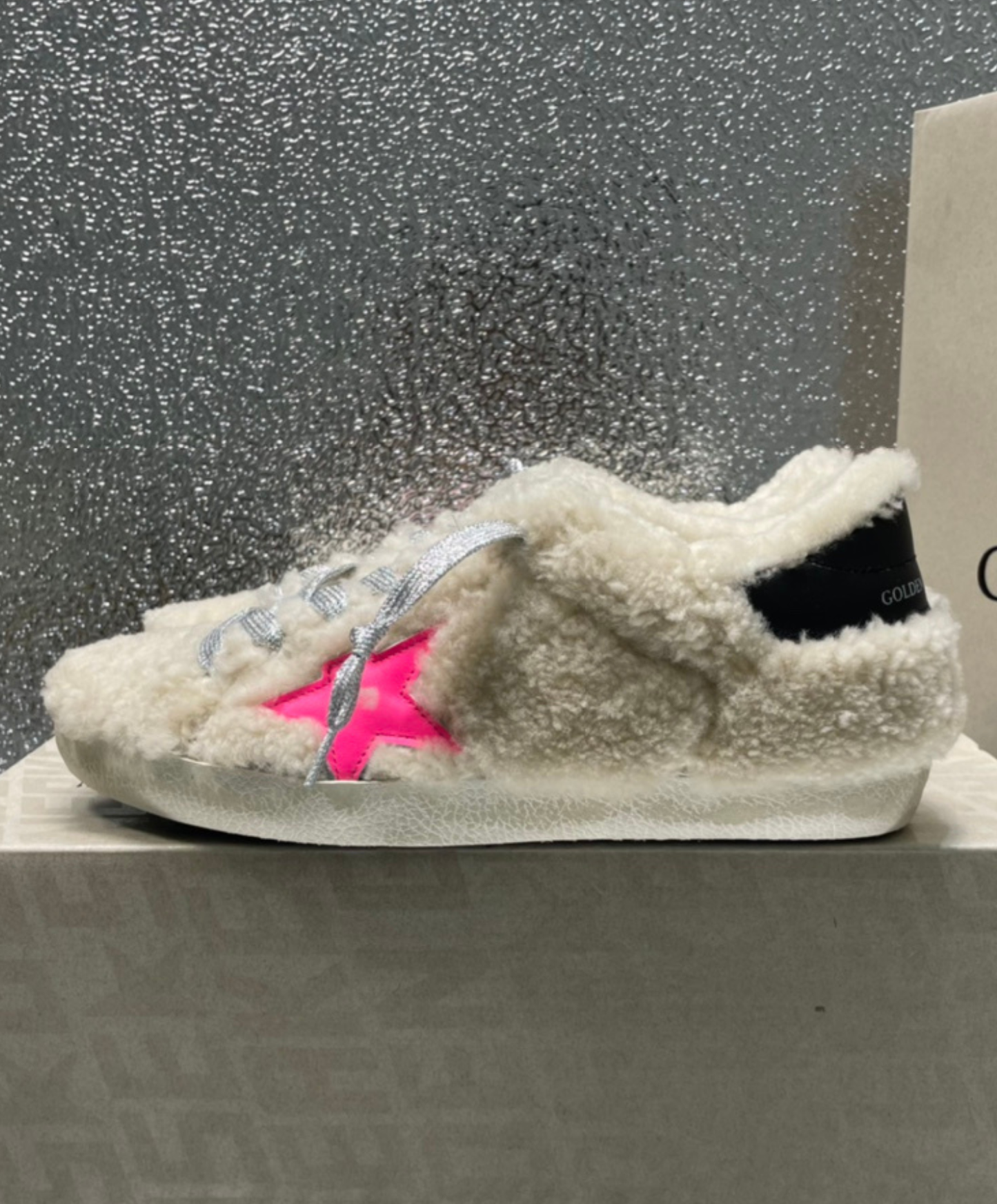 Golden Goose Super-Star Plush Shearling & Neon Accent