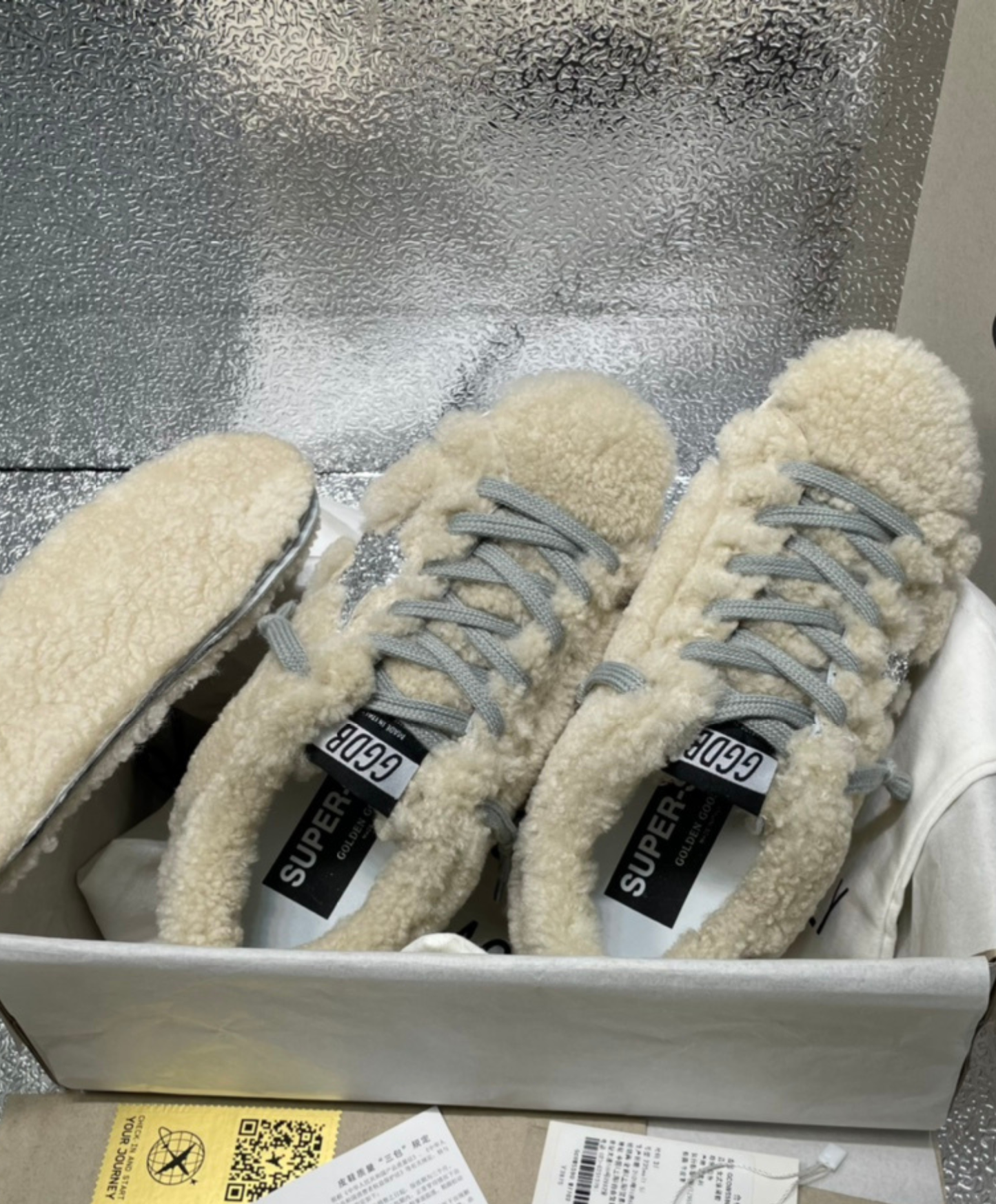Golden Goose Super-Star Shearling & Silver Glam