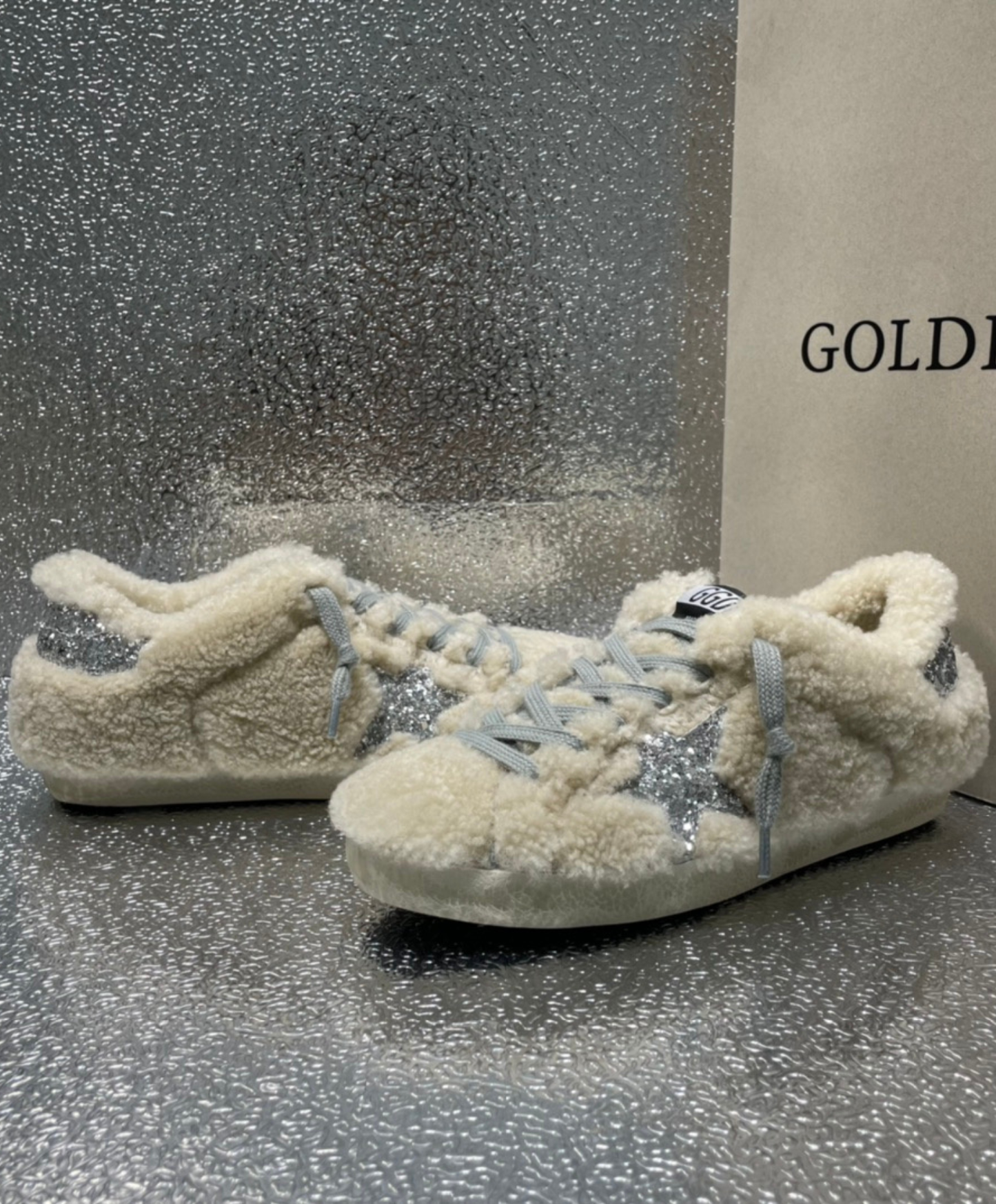 Golden Goose Super-Star Shearling & Silver Glam