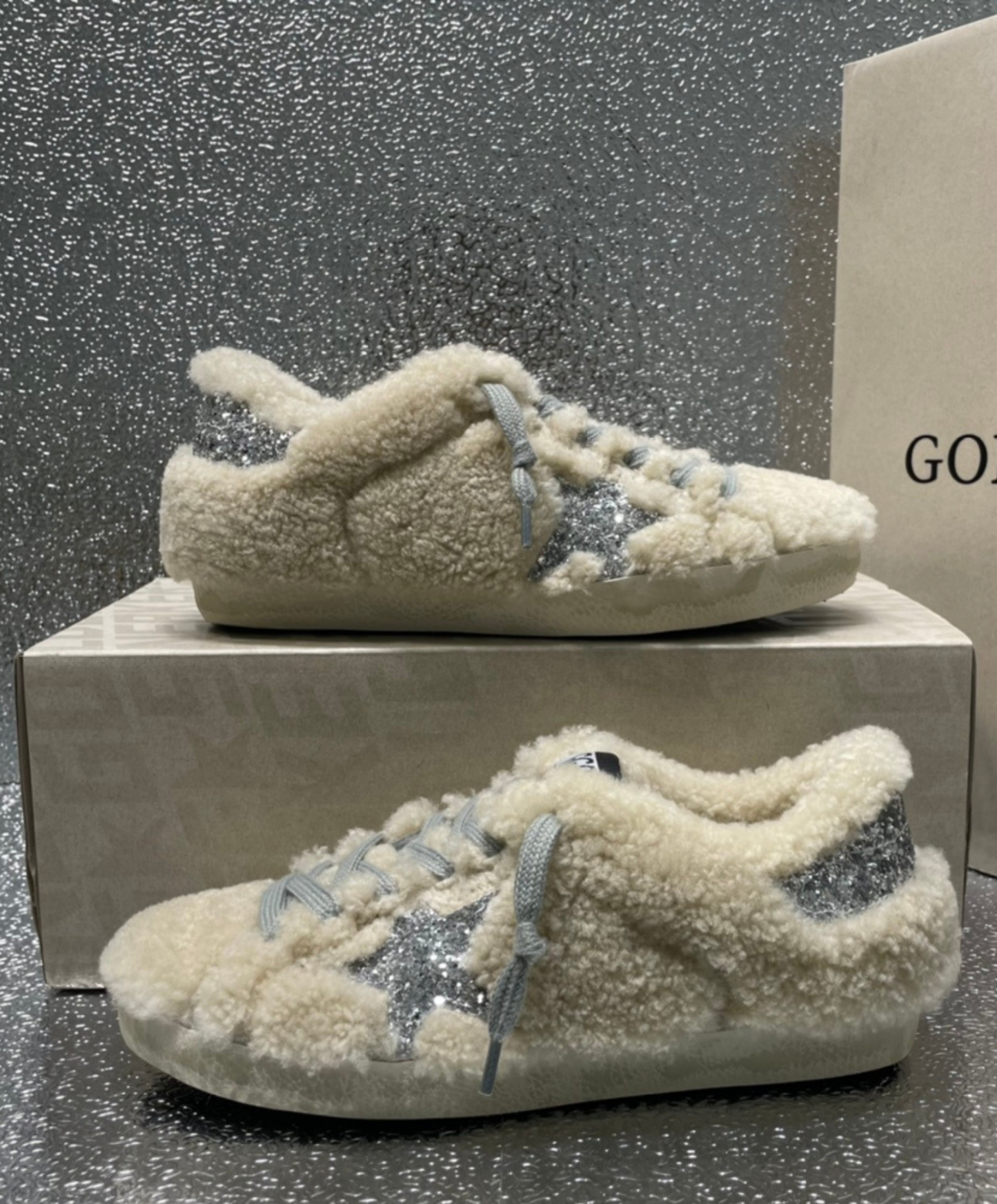 Golden Goose Super-Star Shearling & Silver Glam