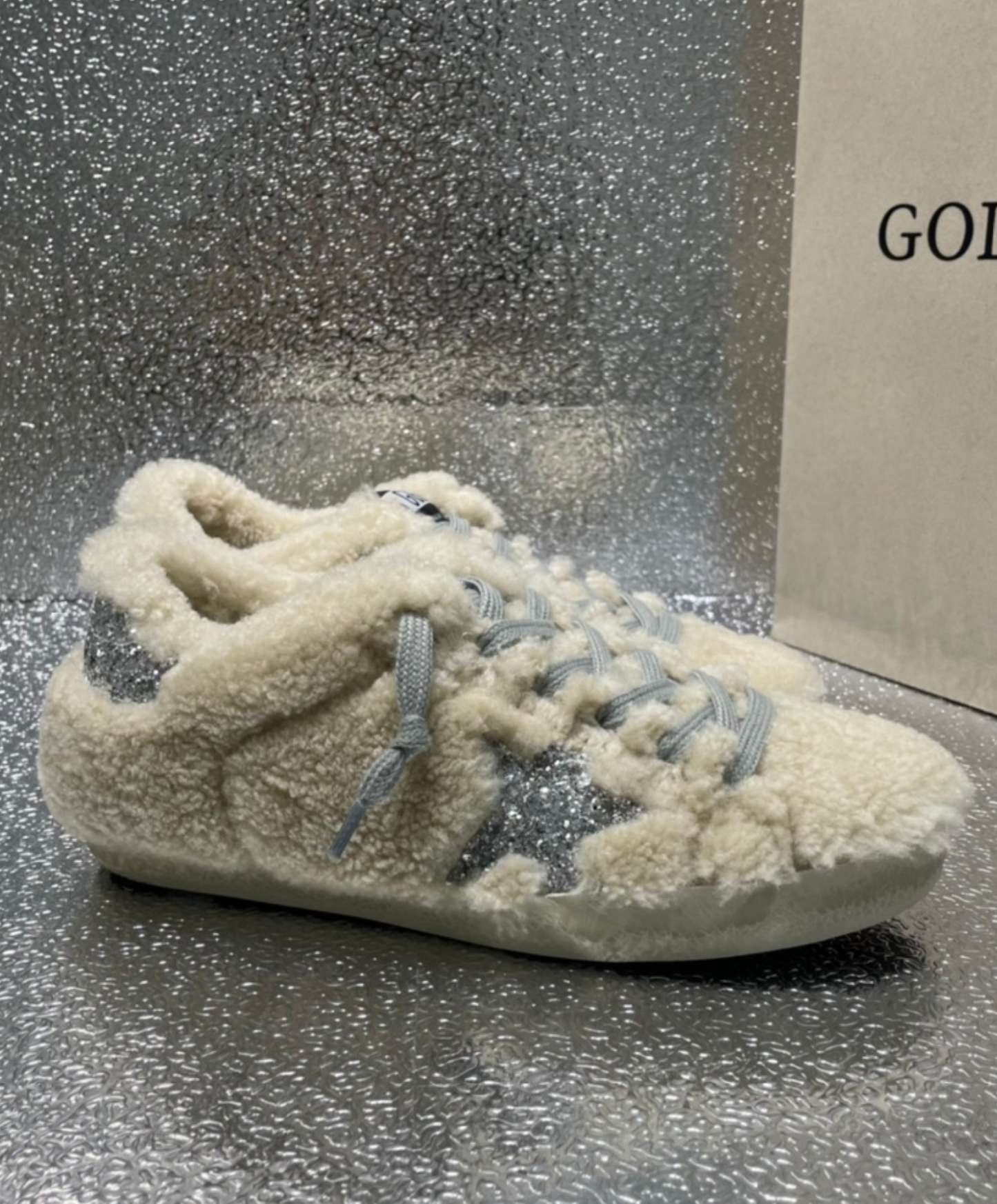 Golden Goose Super-Star Shearling & Silver Glam