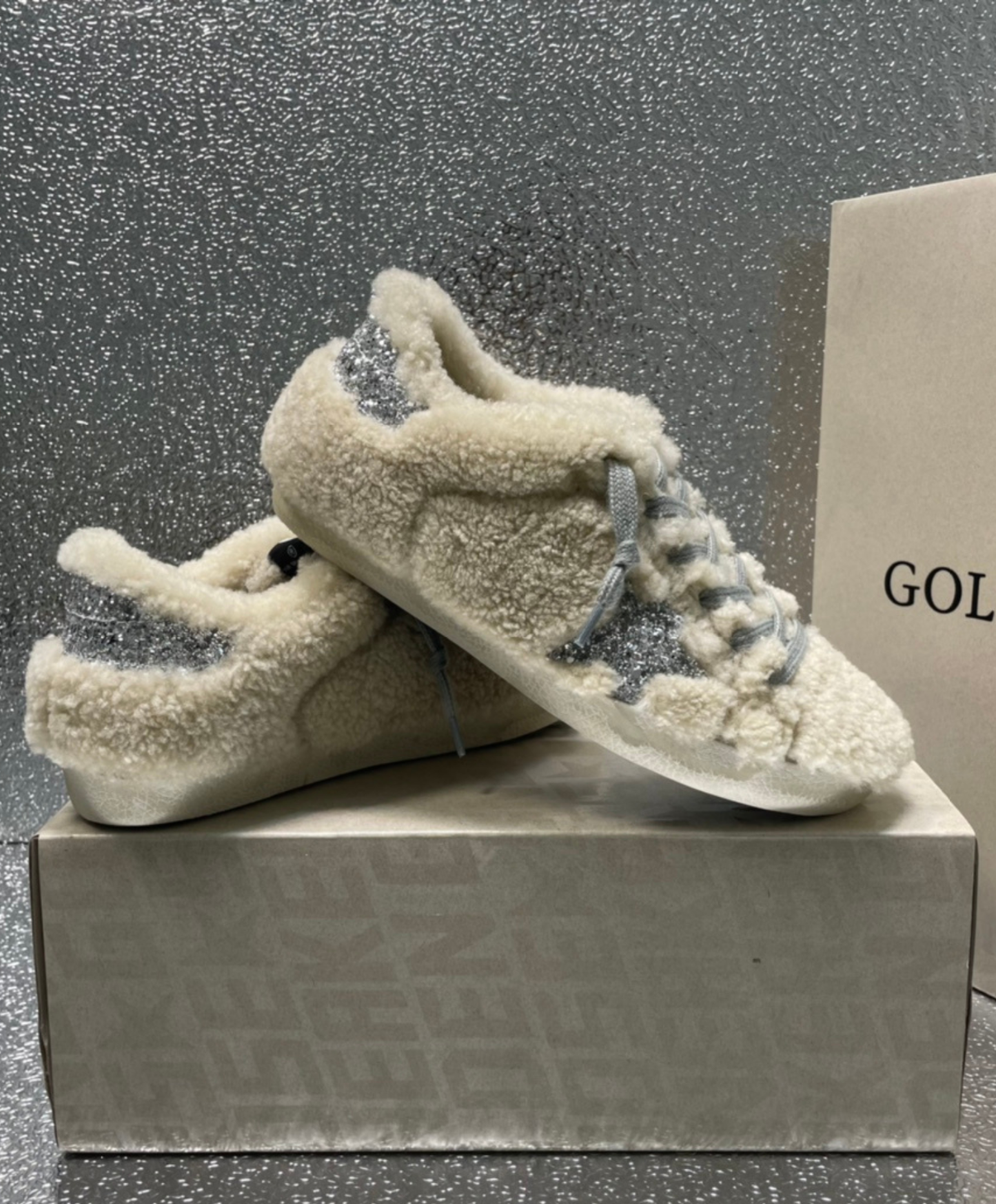 Golden Goose Super-Star Shearling & Silver Glam