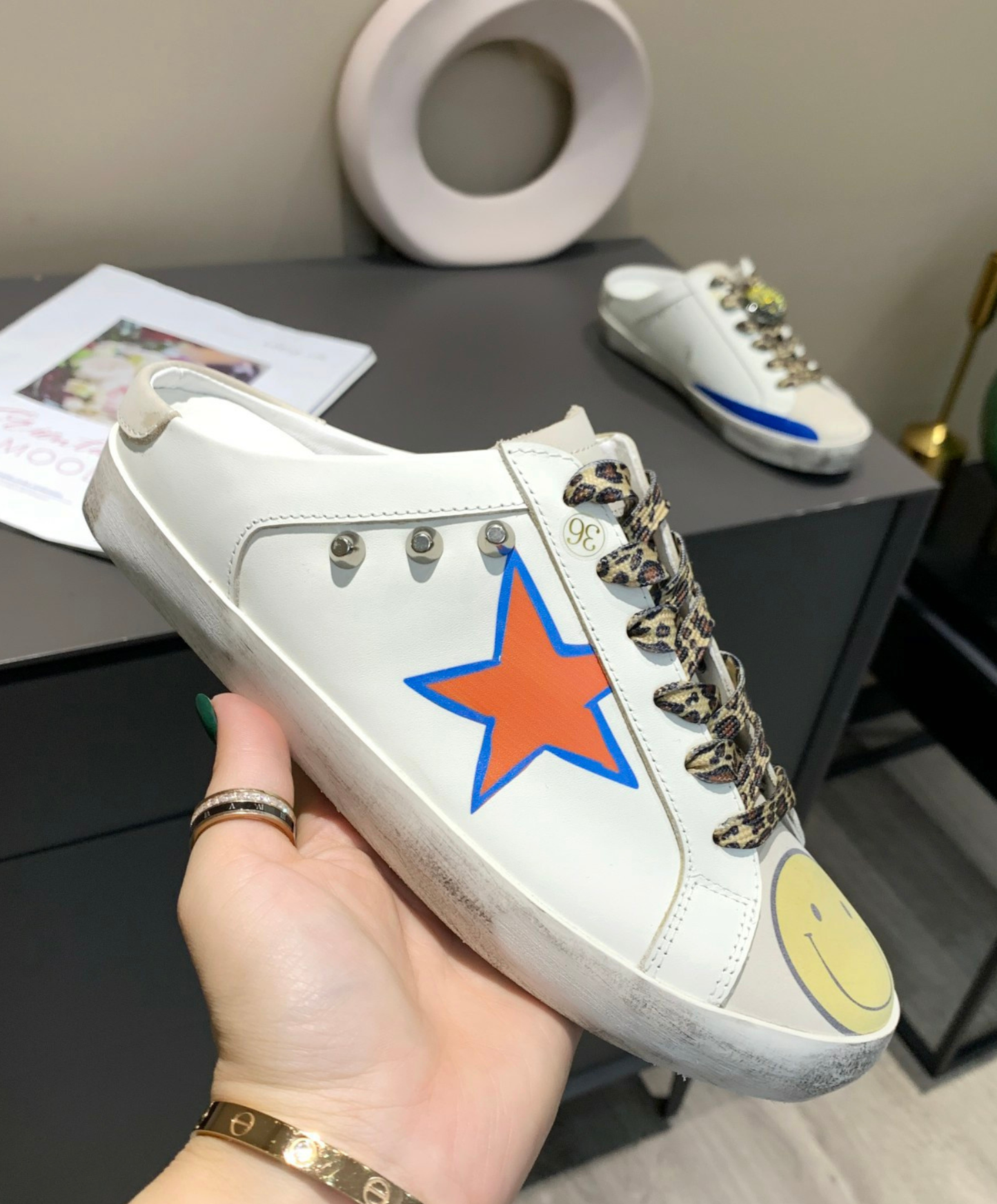 Golden Goose Super-Star Sabot Happy Star