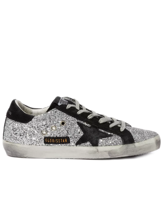 Golden Goose Super-Star Silver & Black Glitter