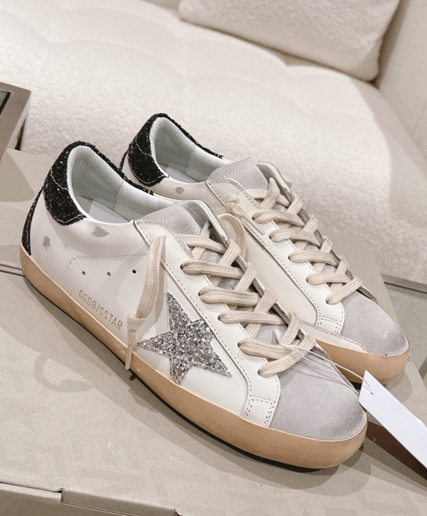 Golden Goose Super-Star Silver & Dark Glitter