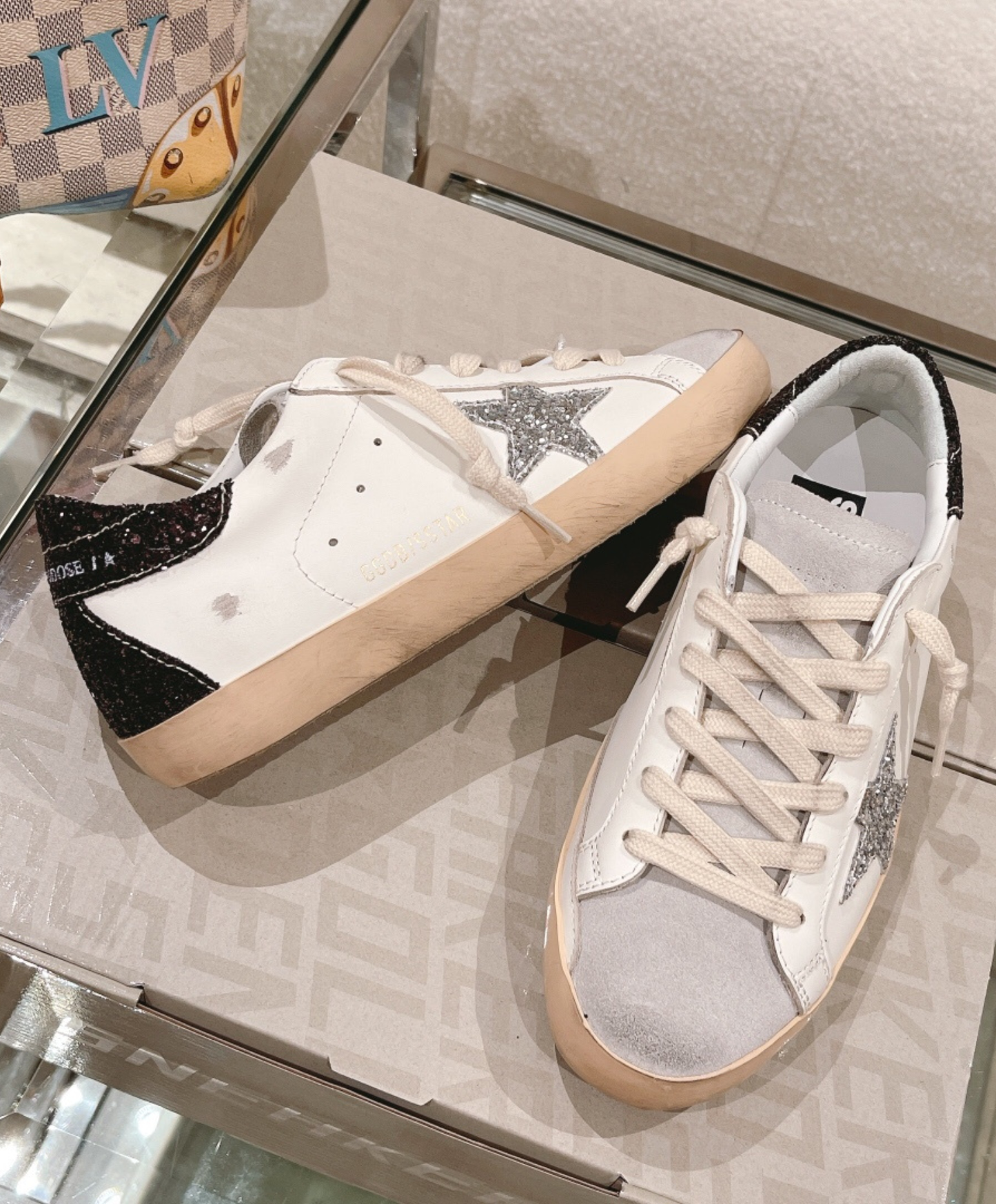 Golden Goose Super-Star Silver & Dark Glitter