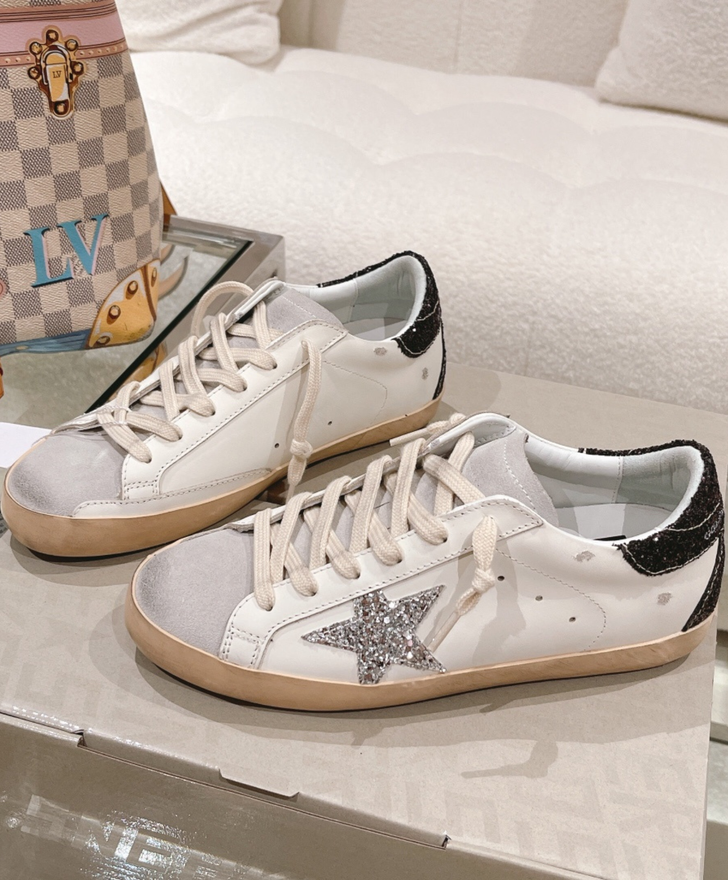 Golden Goose Super-Star Silver & Dark Glitter