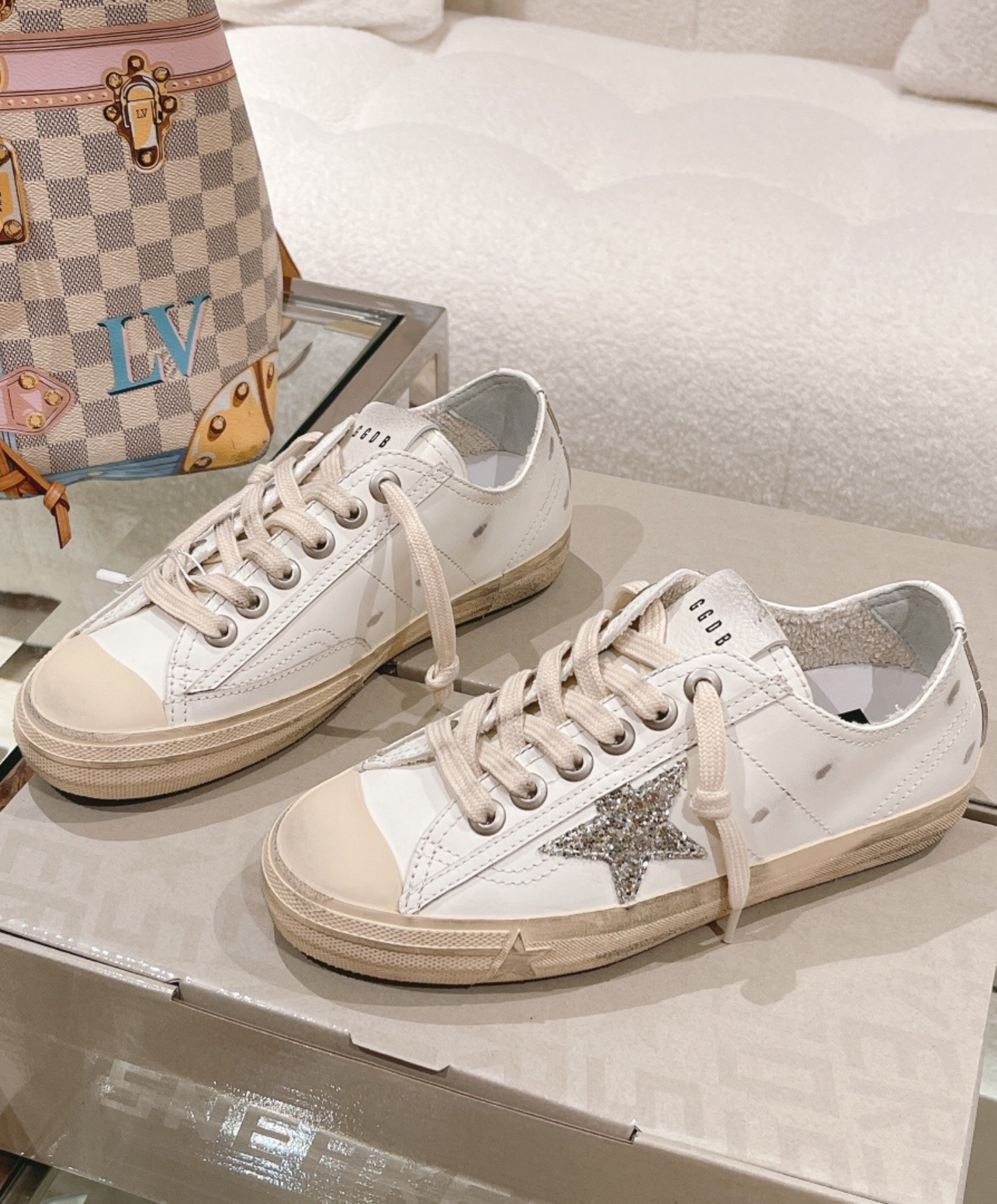 Golden Goose V-Star 2 Silver Glitter Star