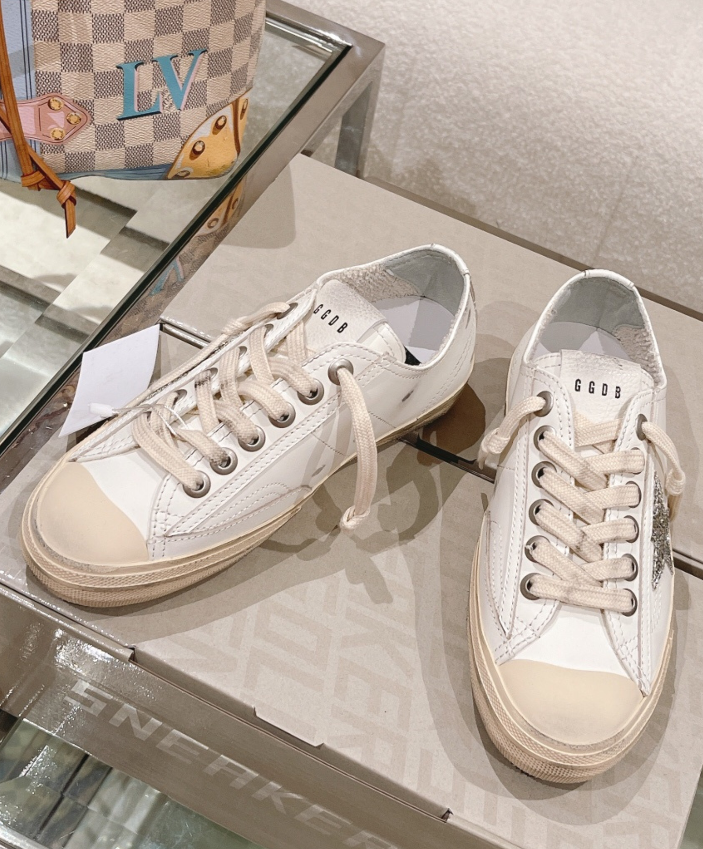 Golden Goose V-Star 2 Silver Glitter Star
