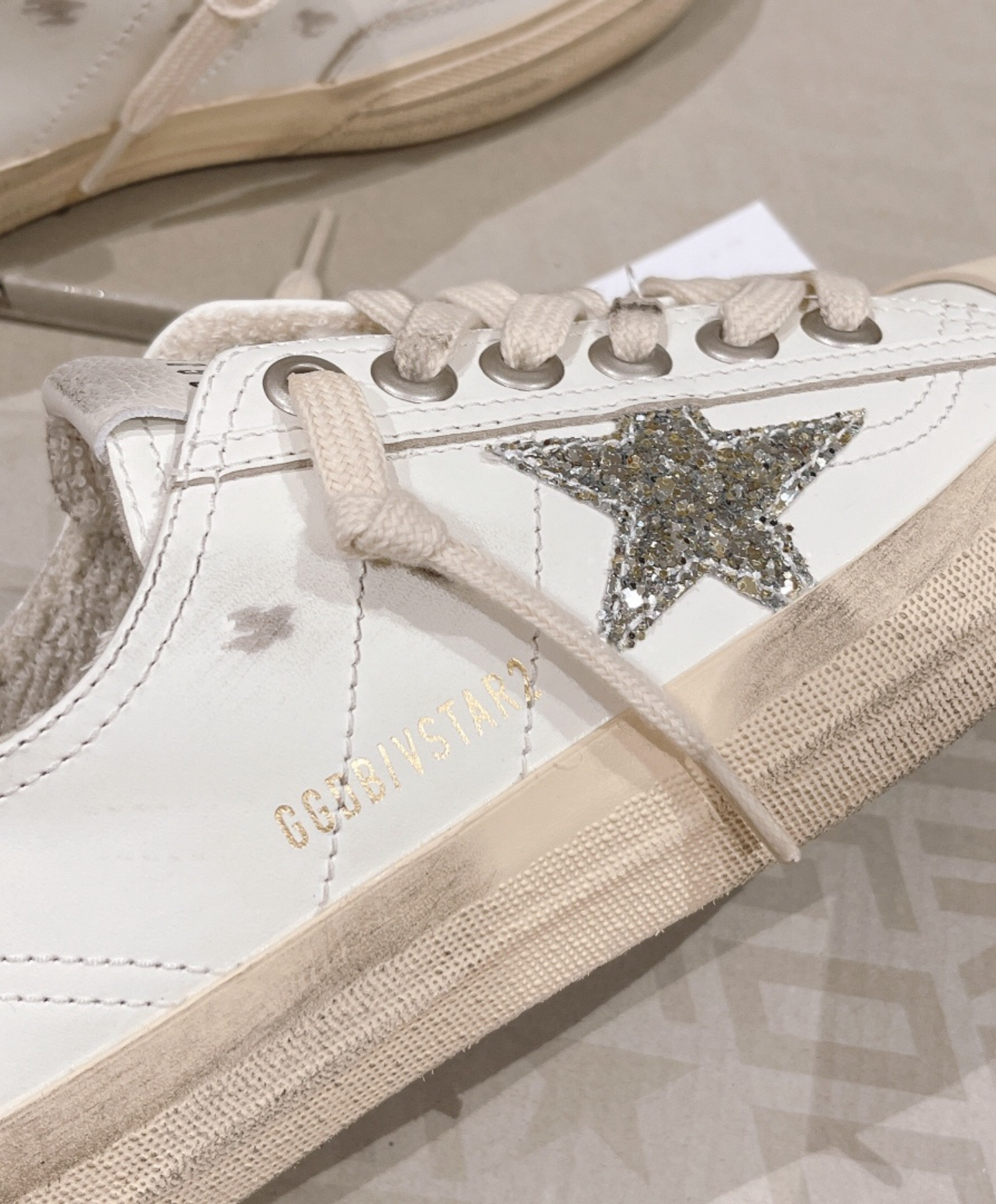 Golden Goose V-Star 2 Silver Glitter Star