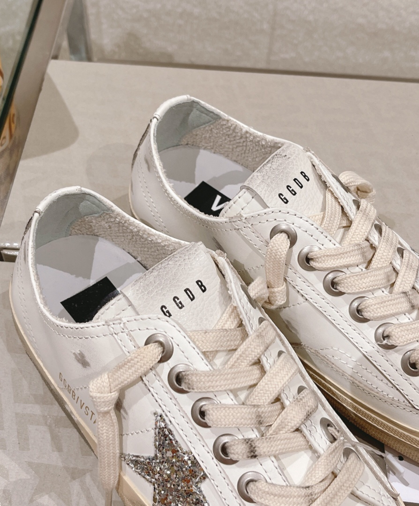 Golden Goose V-Star 2 Silver Glitter Star