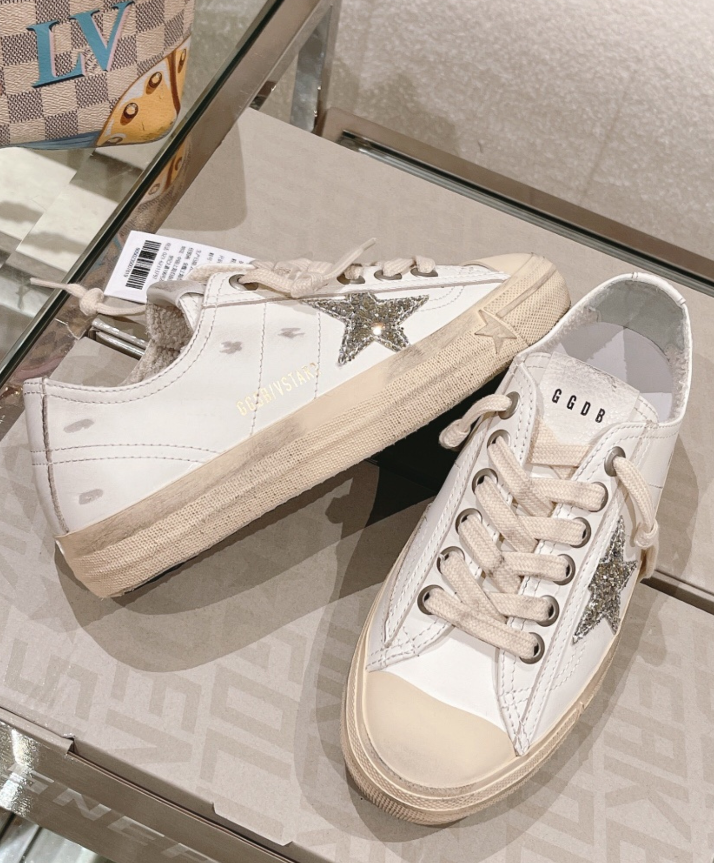 Golden Goose V-Star 2 Silver Glitter Star