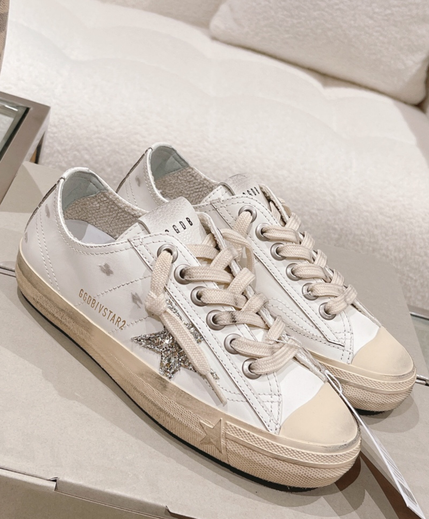 Golden Goose V-Star 2 Silver Glitter Star