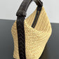 Mini Wallace Leather-Trimmed Raffia Shoulder Bag