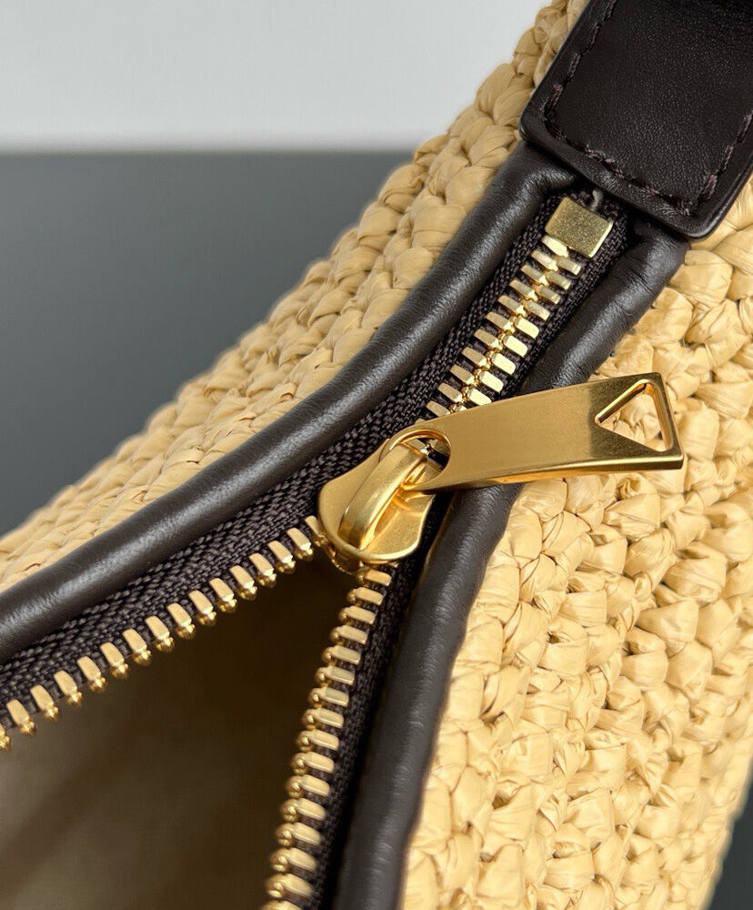 Mini Wallace Leather-Trimmed Raffia Shoulder Bag