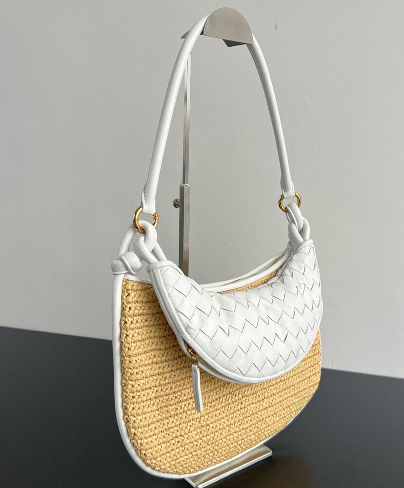 Gemelli Medium Intrecciato Leather And Raffia Shoulder Bag