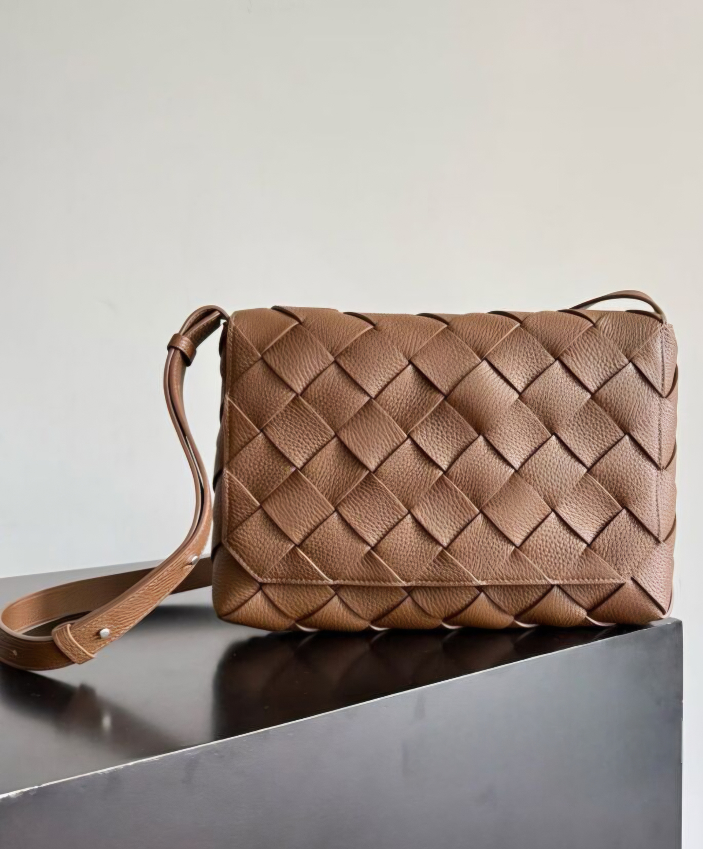 Large Diago Crossbody Bag in Intreccio Leather