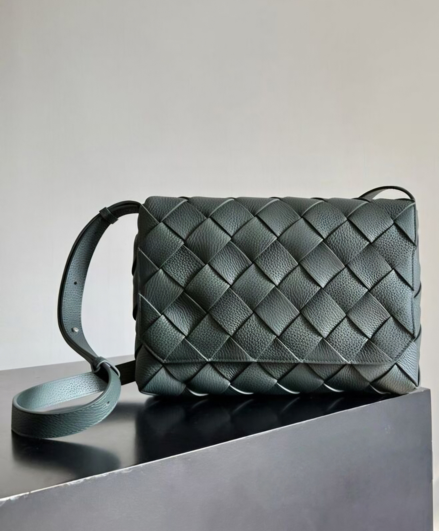 Large Diago Crossbody Bag in Intreccio Leather