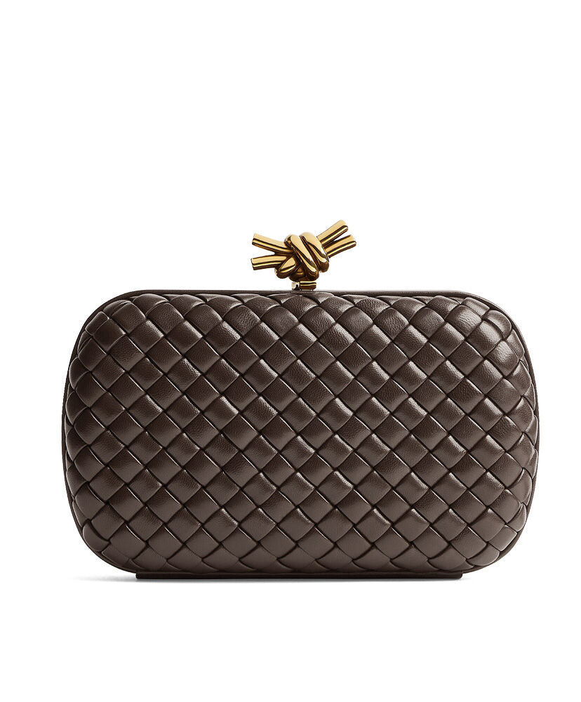 Knot Padded Intrecciato Leather Clutch