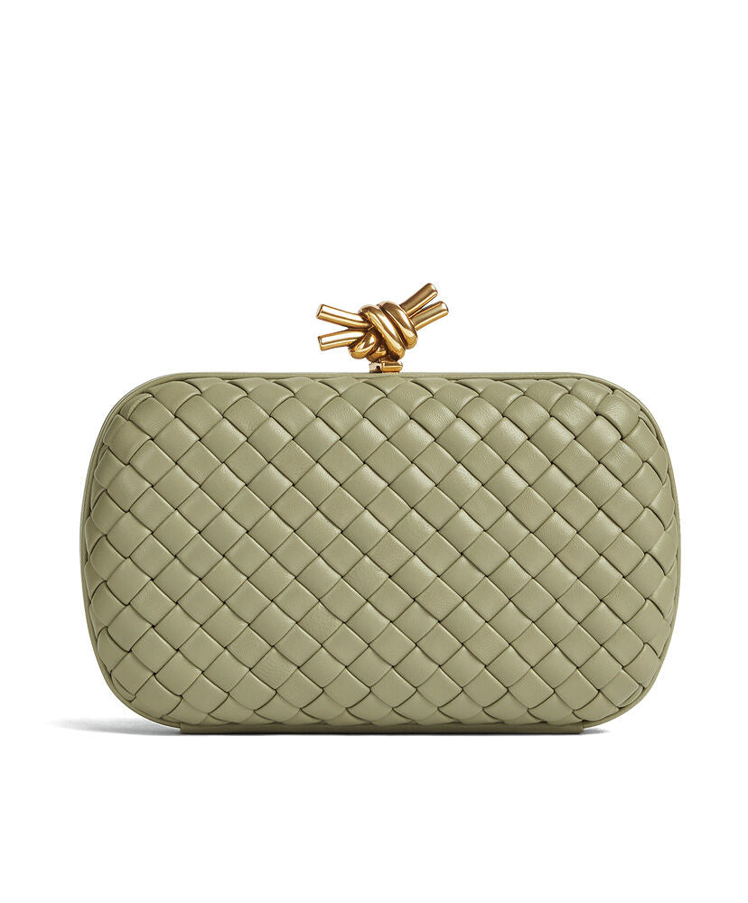 Knot Padded Intrecciato Leather Clutch