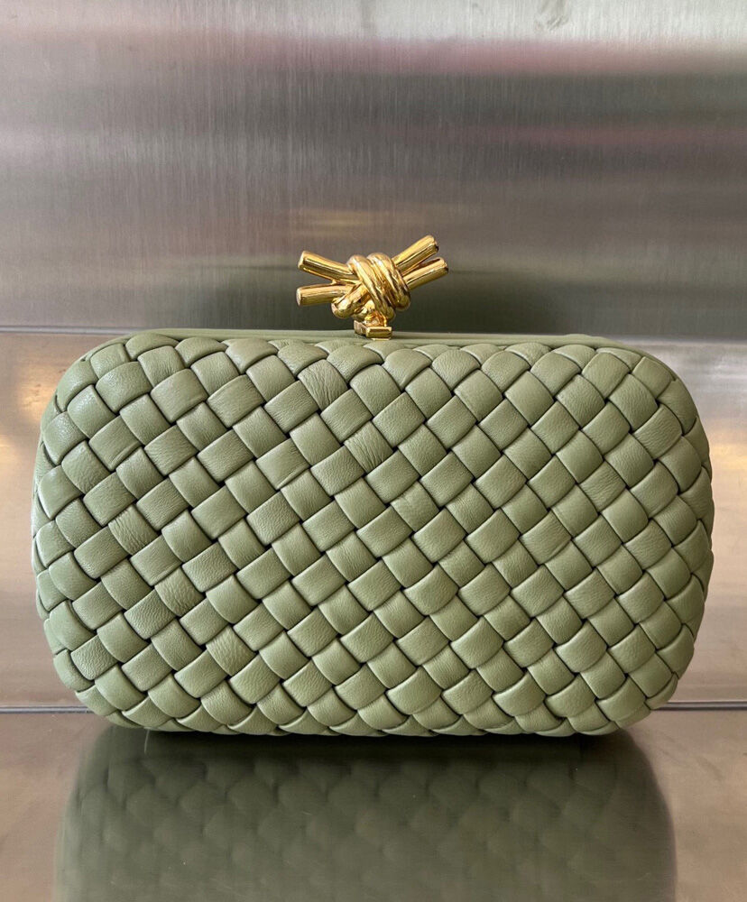 Knot Padded Intrecciato Leather Clutch