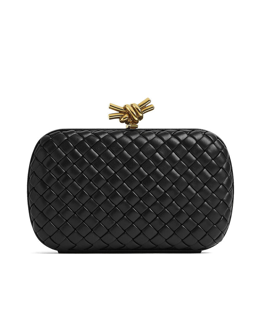 Knot Padded Intrecciato Leather Clutch