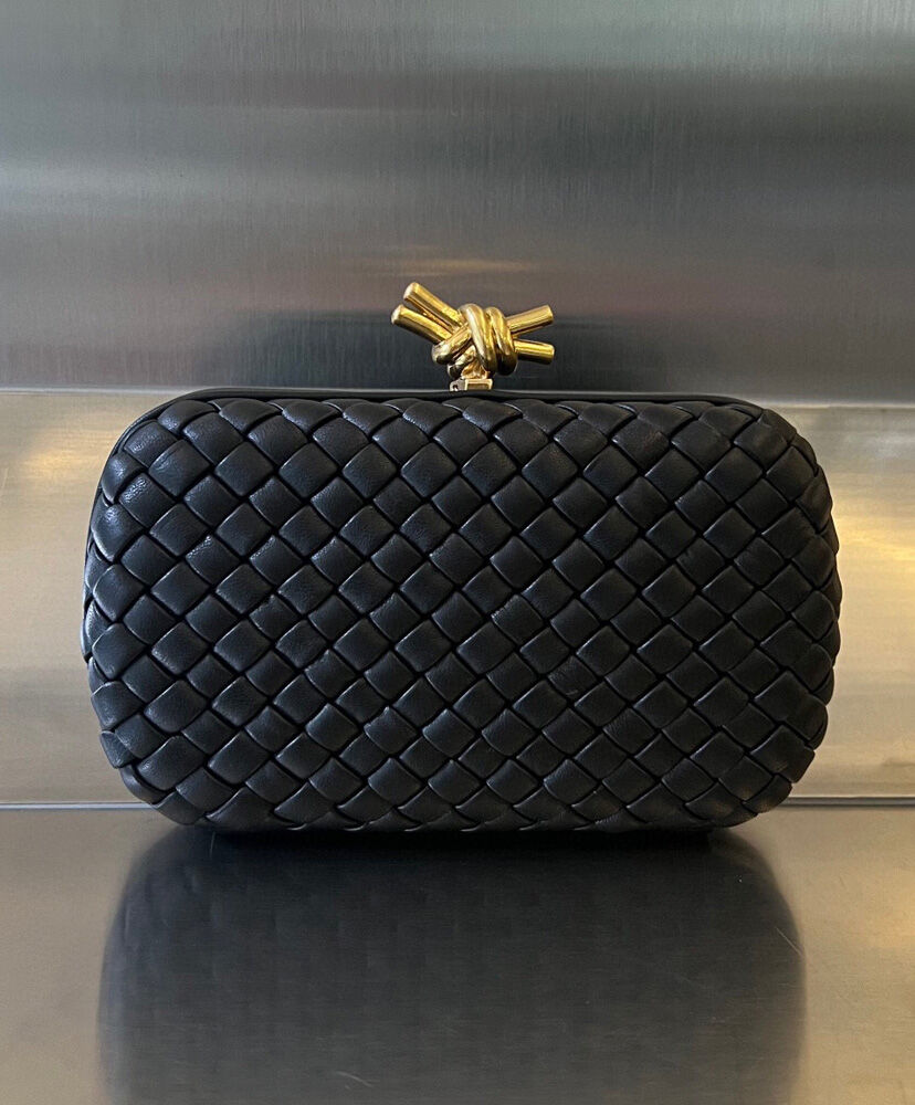 Knot Padded Intrecciato Leather Clutch