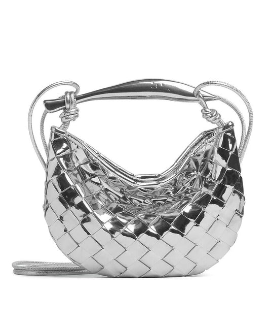 Sardine Mini Intrecciato Metallic Leather Shoulder Bag