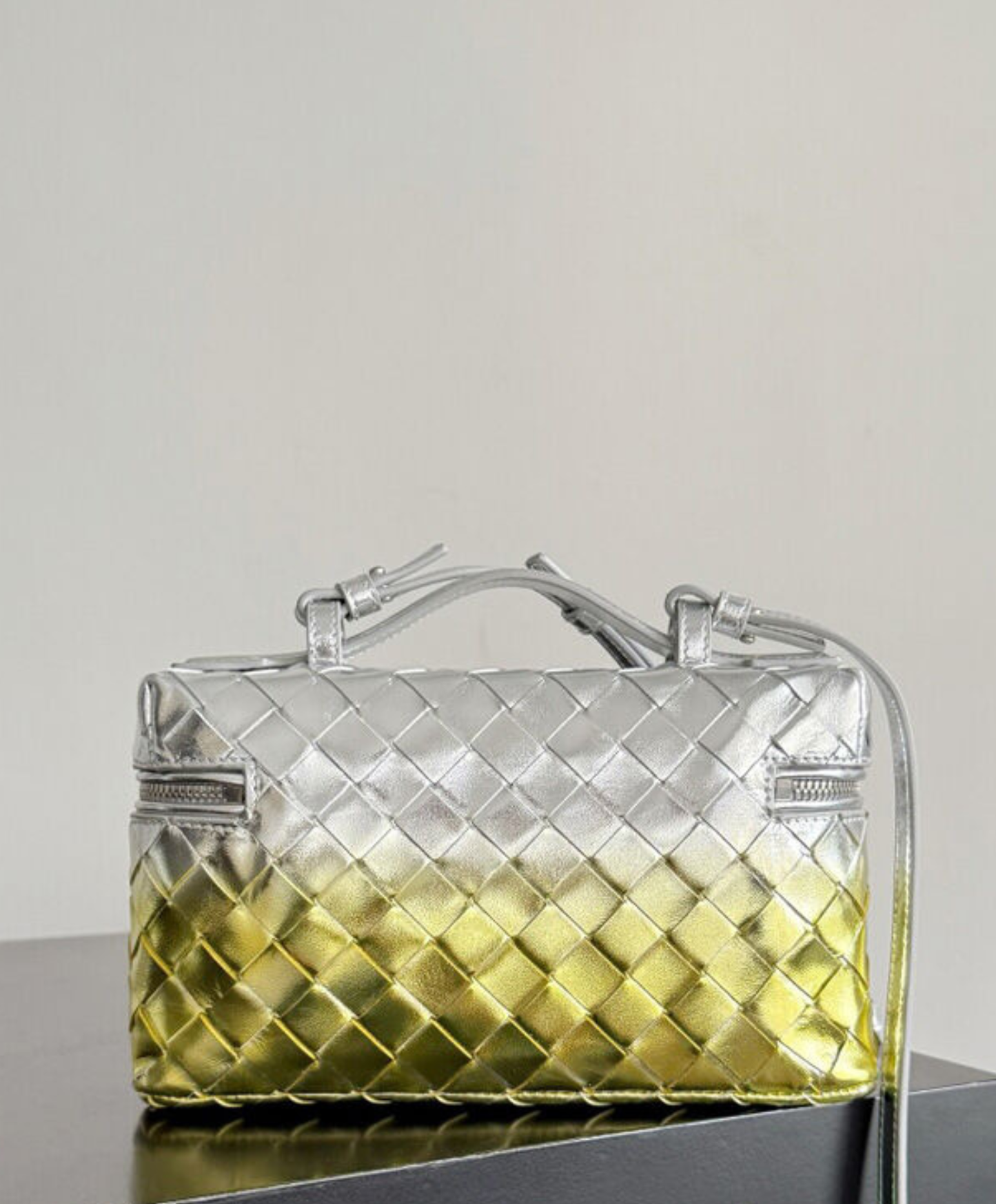 Bang Bang Vanity Case Bag in Laminated Intrecciato Leather