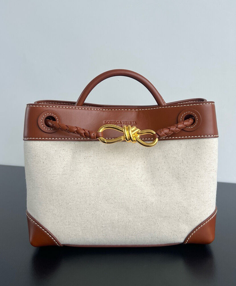 Andiamo Small Embellished Leather-Trimmed Canvas Tote