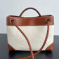 Andiamo Small Embellished Leather-Trimmed Canvas Tote
