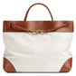 Andiamo Large Embellished Leather-Trimmed Canvas Tote